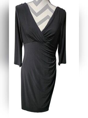 American Living Black Wrap-Style Long Sleeve Dress
